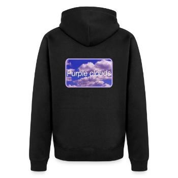 Purple clouds - Unisex Premium Bio Zip Hoodie - Schwarz - Hinten - Nico (187cm)