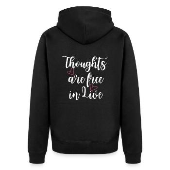 Thoughts are free - Unisex Premium Organic Zip Hoodie - black - Back - Nico (187cm)