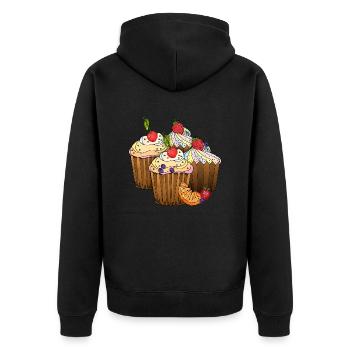 Cakes - Unisex Premium Organic Zip Hoodie - black - Back - Nico (187cm)