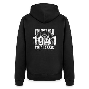 I'm Not Old, I'm Classic , Vintage 1941 Retro 83 - Unisex Premium Organic Zip Hoodie - black - Back - Nico (187cm)