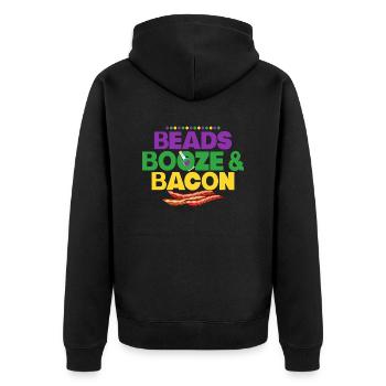 Beads Booze & Bacon Carnival Mardi Gras - Unisex Premium Bio Zip Hoodie - Schwarz - Hinten - Nico (187cm)