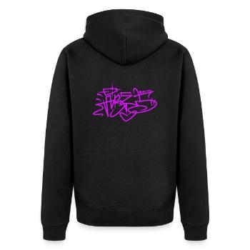 Ares Tag - Unisex Premium Bio Zip Hoodie - Schwarz - Hinten - Nico (187cm)