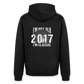 Vintage 2017 rétro 7 ans - Je ne suis pas vieux, je suis - Veste à capuche bio Premium Unisexe - noir - Dos - Nico (187cm)