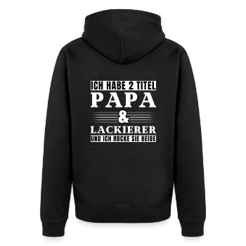 Ich habe 2 Titel Papa und Lackierer - Unisex Premium Bio Zip Hoodie - Schwarz - Hinten - Nico (187cm)