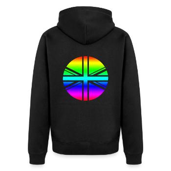 rond UK Union Jack drapeau arc-en-ciel mod - Veste à capuche bio Premium Unisexe - noir - Dos - Nico (187cm)