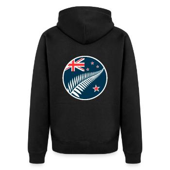 New Zealand Aotearoa Kiwi 5 - Unisex Premium Organic Zip Hoodie - black - Back - Nico (187cm)