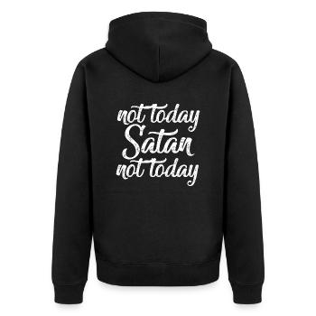 Pas aujourd’hui Satan Dictons sarcastiques drôles - Veste à capuche bio Premium Unisexe - noir - Dos - Nico (187cm)