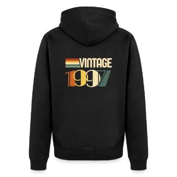 Jahrgang 1997 - 1997 Jubiläumsgeschenk - Unisex Premium Bio Zip Hoodie - Schwarz - Hinten - Nico (187cm)