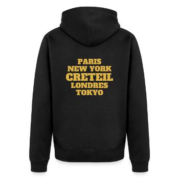 Créteil - Unique streets, unique style. - Veste à capuche bio Premium Unisexe - noir - Dos - Nico (187cm)