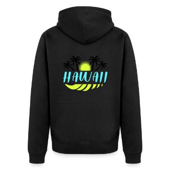 Hawaii - Unisex Premium Organic Zip Hoodie - black - Back - Nico (187cm)