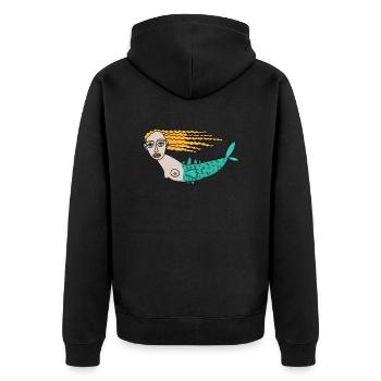 Meerjungfrau - Unisex Premium Bio Zip Hoodie - Schwarz - Hinten - Nico (187cm)