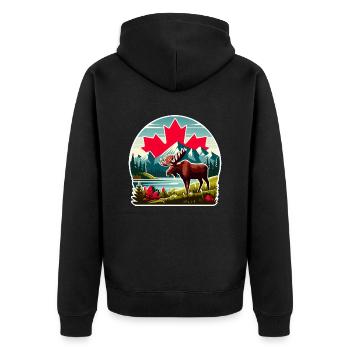 Kanada 1 - Unisex Premium Bio Zip Hoodie - Schwarz - Hinten - Nico (187cm)