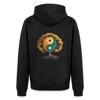 Arbre Yin et Yang - Veste à capuche bio Premium Unisexe - noir - Dos - Nico (187cm)