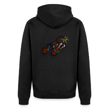anglerFisch - Unisex Premium Bio Zip Hoodie - Schwarz - Hinten - Nico (187cm)