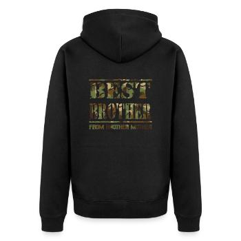 Best Brother from another mother camoflage - Unisex Premium Bio Zip Hoodie - Schwarz - Hinten - Nico (187cm)