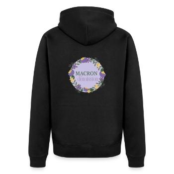 Macron tritt zurück - Unisex Premium Bio Zip Hoodie - Schwarz - Hinten - Nico (187cm)