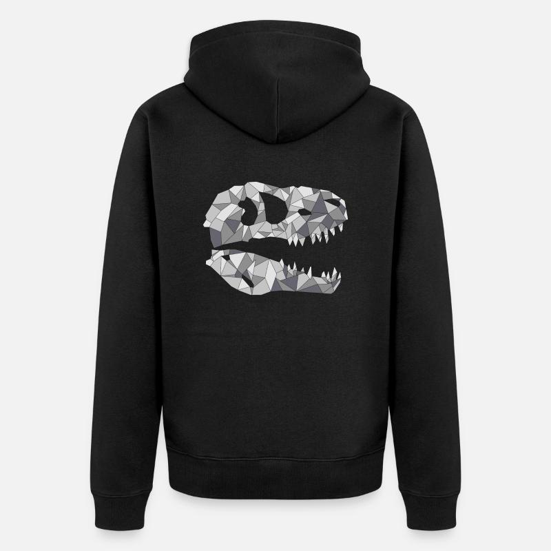 CRÂNE DE DINOSAURE GÉOMÉTRIQUE - Veste à capuche bio Premium Unisexe - noir