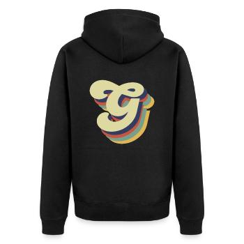 Lettre g rétro - Veste à capuche bio Premium Unisexe - noir - Dos - Nico (187cm)
