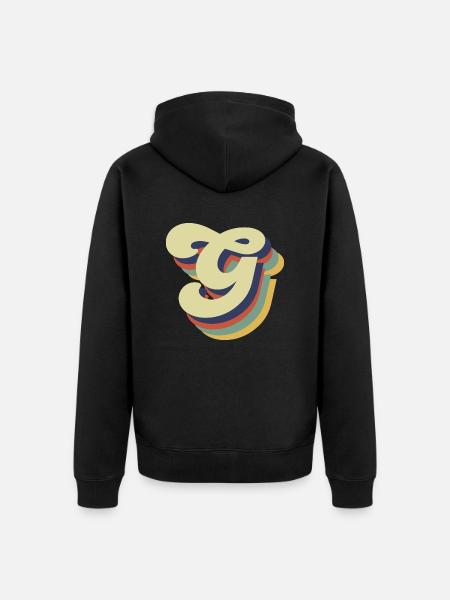 Retro G Letter - Unisex Premium Organic Zip Hoodie - black