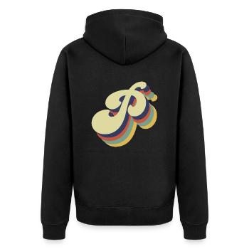 Retro-Buchstabe P - Unisex Premium Bio Zip Hoodie - Schwarz - Hinten - Nico (187cm)