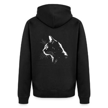Katze, katzenmotiv - Unisex Premium Bio Zip Hoodie - Schwarz - Hinten - Nico (187cm)