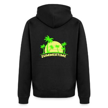 summertime - Unisex Premium Bio Zip Hoodie - Schwarz - Hinten - Nico (187cm)