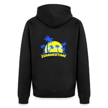 summertime - Unisex Premium Bio Zip Hoodie - Schwarz - Hinten - Nico (187cm)