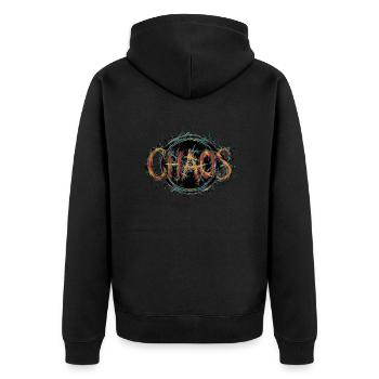 Chaos. Verrücktes Design mit ungeordnetem Image - Unisex Premium Bio Zip Hoodie - Schwarz - Hinten - Nico (187cm)