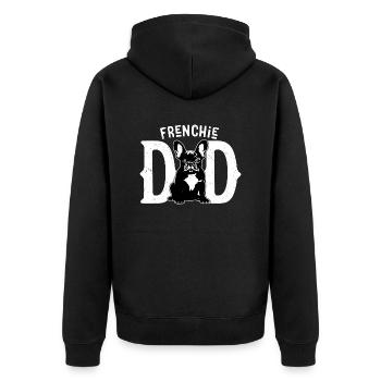 Frenchie Dad Owner French Bulldog - Unisex Premium Bio Zip Hoodie - Schwarz - Hinten - Nico (187cm)