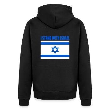I stand with israel - Unisex Premium Bio Zip Hoodie - Schwarz - Hinten - Nico (187cm)