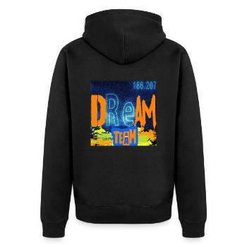 DREAM TEAM - Unisex Premium Organic Zip Hoodie - black - Back - Nico (187cm)