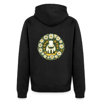 Hippopotamus - Unisex Premium Organic Zip Hoodie - black - Back - Nico (187cm)