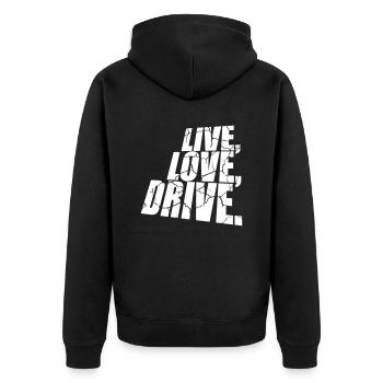Vivre Love Drive Dire Love Car Driving Hobby - Veste à capuche bio Premium Unisexe - noir - Dos - Nico (187cm)