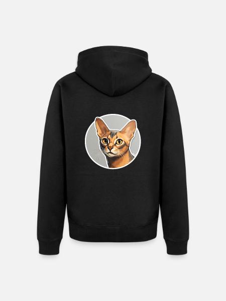Abyssinian Cat Head - Unisex Premium Organic Zip Hoodie - black