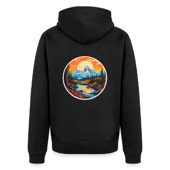 Mountains - Unisex Premium Organic Zip Hoodie - black - Back - Nico (187cm)