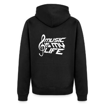 La musique est ma vie Musik ist mein Leben liebe spruch - Veste à capuche bio Premium Unisexe - noir - Dos - Nico (187cm)