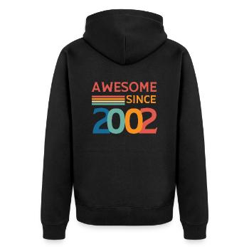 Großartig seit 2002 - Unisex Premium Bio Zip Hoodie - Schwarz - Hinten - Nico (187cm)