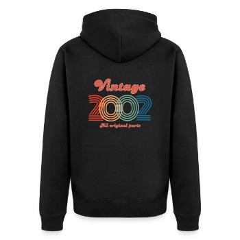 Jahrgang 2002 alle Originalteile - Unisex Premium Bio Zip Hoodie - Schwarz - Hinten - Nico (187cm)