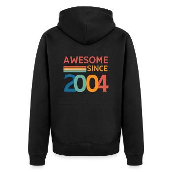 Großartig seit 2004 - Unisex Premium Bio Zip Hoodie - Schwarz - Hinten - Nico (187cm)