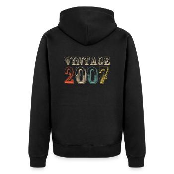 Vintage 2007- 17 th birthday - 17 ans - Veste à capuche bio Premium Unisexe - noir - Dos - Nico (187cm)