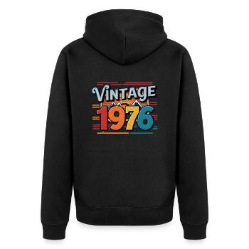 Vintage 1976 Cadeau d'anniversaire 47 ans Homme Fe - Veste à capuche bio Premium Unisexe - noir - Dos - Nico (187cm)