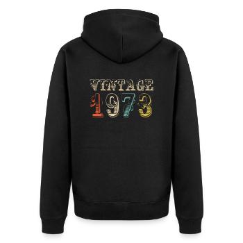 Vintage 1973- 51 st birthday - 51 ans - Veste à capuche bio Premium Unisexe - noir - Dos - Nico (187cm)