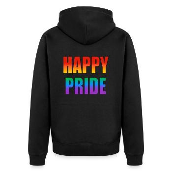 Texte arc-en-ciel Happy Pride - Veste à capuche bio Premium Unisexe - noir - Dos - Nico (187cm)