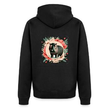 Hippo - Unisex Premium Organic Zip Hoodie - black - Back - Nico (187cm)