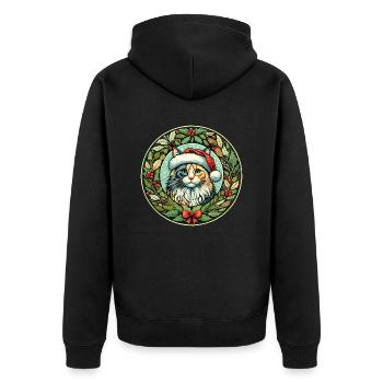 Calico Weihnachten verdünnen - Unisex Premium Bio Zip Hoodie - Schwarz - Hinten - Nico (187cm)