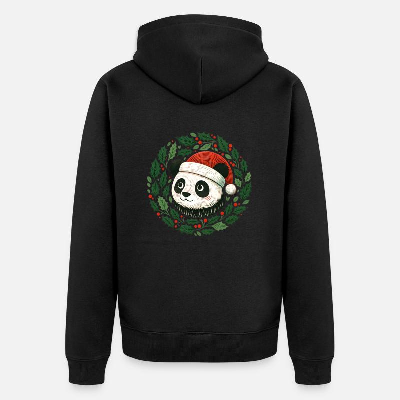 Panda de Noël - Veste à capuche bio Premium Unisexe - noir