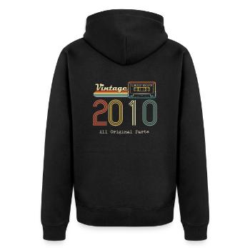 2010 Original 2010 Vintage Vintage Retro Jahrestag - Unisex Premium Bio Zip Hoodie - Schwarz - Hinten - Nico (187cm)