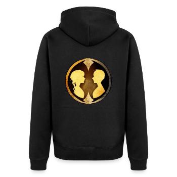 Harmonie-Duo - Unisex Premium Bio Zip Hoodie - Schwarz - Hinten - Nico (187cm)