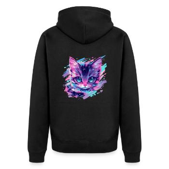 cosmic cat - Unisex Premium Organic Zip Hoodie - black - Back - Nico (187cm)