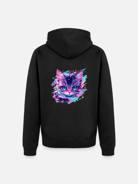 cosmic cat - Unisex Premium Organic Zip Hoodie - black